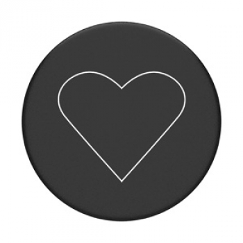 PopSockets White Heart Black