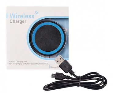 Wirelessladegerät QI universal schwarz-blau