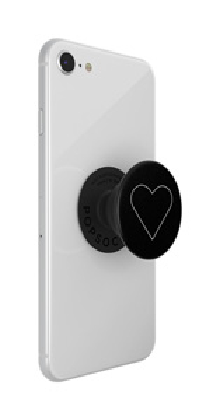 PopSockets White Heart Black